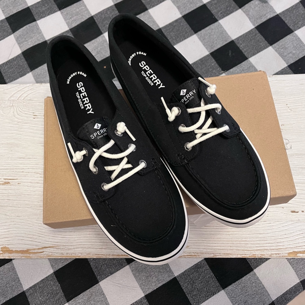 NIB black Memory Foam Lounge Camp MOC Sperry Top Siders.